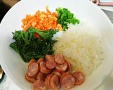 お昼にささっとNo3、ソーセージピラフ作り方1写真