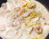 鶏胸肉と白菜と青梗菜の豆乳クリームパスタ作り方5写真