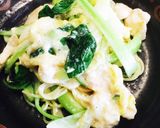 鶏胸肉と白菜と青梗菜の豆乳クリームパスタ作り方7写真