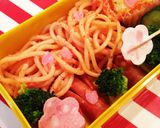お弁当用たらこパスタで桜の木作り方9写真