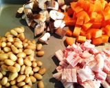 照りコロで美味しい♡*豚肉と大豆の煮物作り方1写真