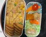 レンジ簡単クリーミーとんてき味炒飯弁当作り方16写真