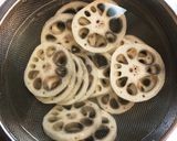 レンコンの挽肉はさみ焼き作り方1写真