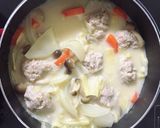 鳥団子の白菜ミルクスープ作り方6写真