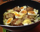ミンチカツとキャベツのチーズ蒸し♪作り方7写真