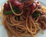 豚肉と菜の花のトマトソースパスタ作り方8写真