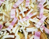 ベーコンチーズ☆バター醤油のお餅ピザ☆作り方4写真
