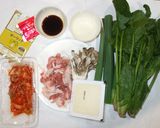 キムチ鍋♪素なし!簡単!豚肉キムチ豆腐作り方1写真