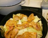 豚薄切り肉とキャベツのキムチ焼き蒸し煮作り方7写真
