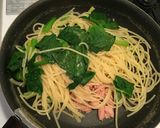 超簡単!一人ランチのツナほうれん草パスタ作り方8写真