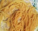 ささみ肉と水菜のクリームパスタ作り方8写真