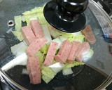 白菜とスパムの中華風卵とじ丼作り方3写真