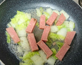 白菜とスパムの中華風卵とじ丼作り方4写真