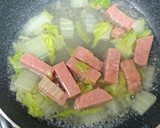 白菜とスパムの中華風卵とじ丼作り方5写真