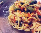 #キノコとホウレン草と胸肉のトマトパスタ作り方4写真