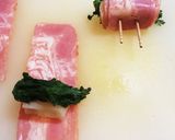 お餅と春菊のベーコン巻き。作り方2写真