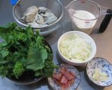 菜の花と牡蠣の春色クリームパスタ作り方1写真