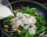 菜の花と牡蠣の春色クリームパスタ作り方6写真
