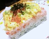 ひな祭り*お酢不使用！菱餅風押しごはん♪作り方5写真