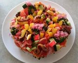 春来たる♪桃の開花とばらちらし寿司ケーキ作り方6写真