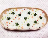 小学生 2段 お星とお花の弁当作り方1写真