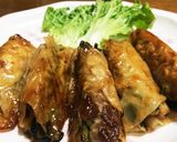 豚コマと春菊の餃子の皮巻き作り方5写真