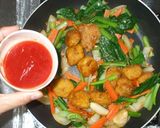 唐揚げ♪簡単リメイク豆板醤ケチャップ炒め作り方9写真