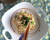 レンチンで！海老と菜の花の焼きそうめん作り方4写真