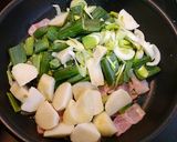 簡単！里芋と葉たまねぎのベーコン炒め作り方3写真
