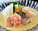 豆乳酢味噌ソース・鱈とエビ、野菜を添え作り方8写真