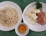 豆腐もやしハンバーグ（スパゲティの上に）作り方2写真