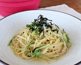 レンジで！しらすと水菜の和風スープパスタ作り方6写真