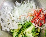 アボガドと玉ねぎ根菜サラダ作り方1写真