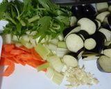 セロリとなすと鶏肉のピリ辛中華炒め♪作り方1写真