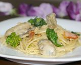 菜の花と牡蠣の春色クリームパスタ作り方9写真
