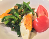 カレーの副菜！ほうれん草とゆで卵のサラダ作り方5写真