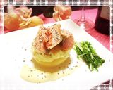 ｻｰﾓﾝのﾐｷｭｲ♡ｱｲｵﾘｿｰｽ添え作り方4写真