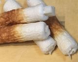 簡単☆餅入り焼竹輪の大葉巻き胡麻醤油かけ作り方2写真