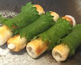 簡単☆餅入り焼竹輪の大葉巻き胡麻醤油かけ作り方6写真