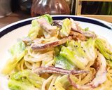 キャベツといかのクリームパスタ。作り方9写真
