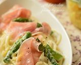 生ハムとアスパラのクリームパスタ作り方4写真