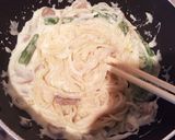生ハムとアスパラのクリームパスタ作り方3写真