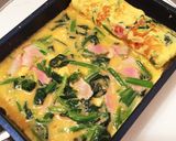 【お弁当】ほうれん草とベーコンの玉子焼き作り方3写真