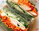 大豆よもぎパンケーキでわんぱくサンド作り方20写真