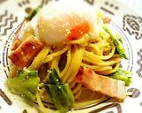 春きゃべつとベーコンの温玉パスタ作り方8写真