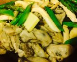 アスパラと茸と牡蠣のバター醤油炒め作り方6写真