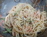 ごま風味♪ちくわと春菊の和風なサラスパ作り方7写真