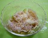 レンジで簡単！焼きパン粉ささみカツ丼作り方3写真