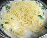 大根とカリカリ梅の豆乳パスタ♪作り方4写真