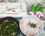タラコと大葉の混ぜご飯～しらすのせ～❇作り方2写真